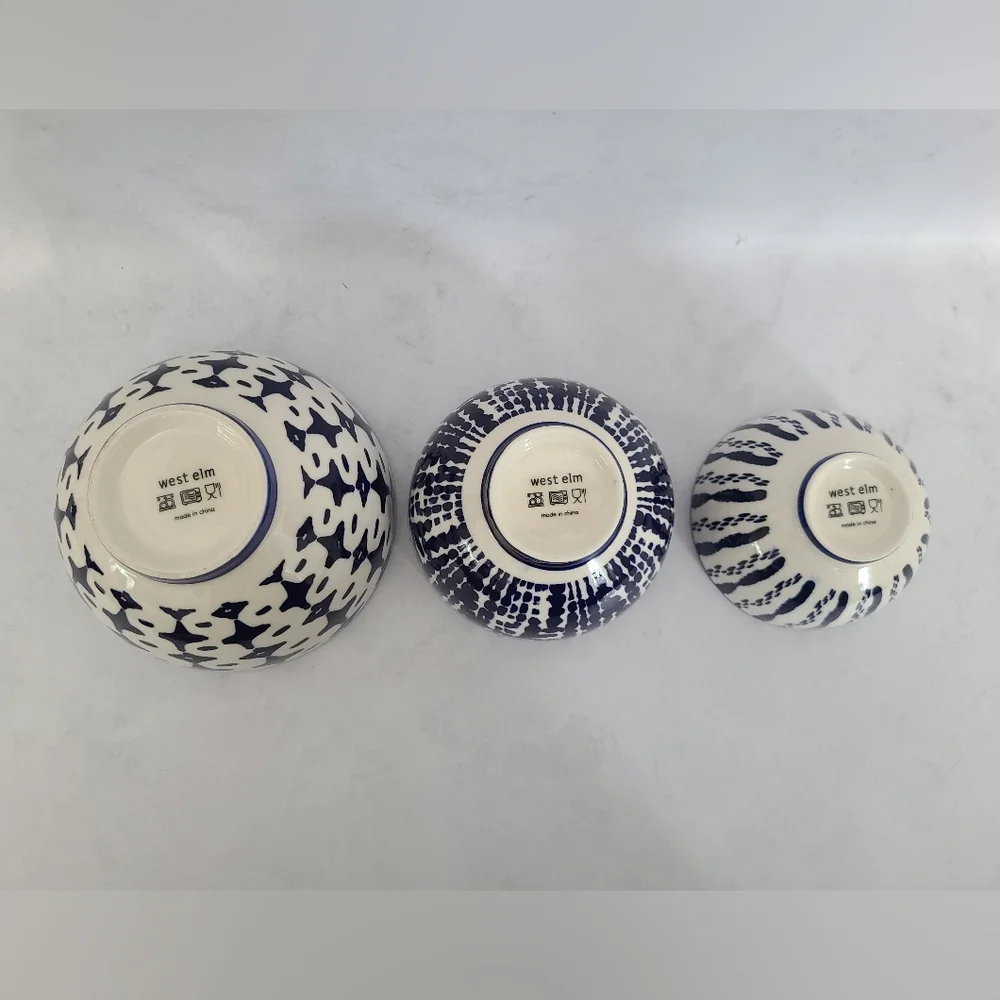West Elm Indigo Tie-Dye Nesting Bowls (Set of 3)